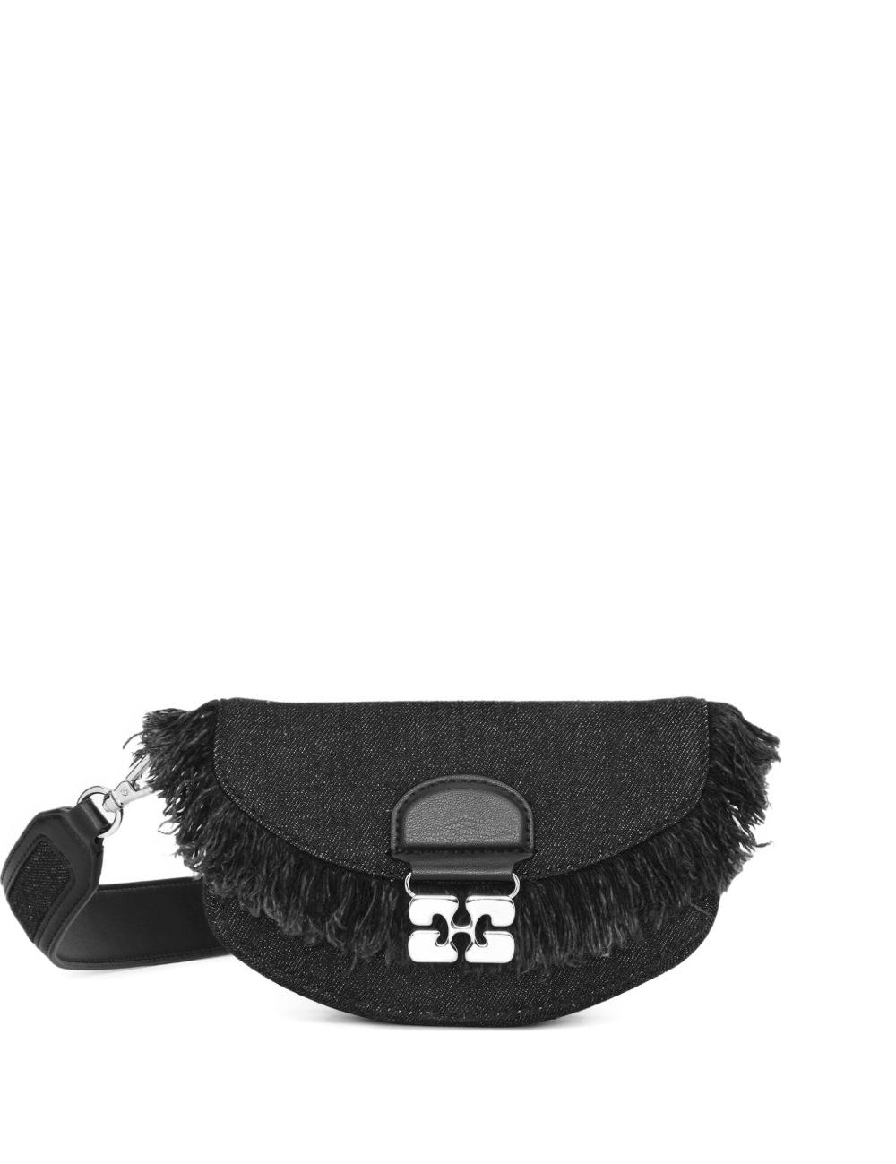 Borsa a tracolla denim in nero Ganni - donna 