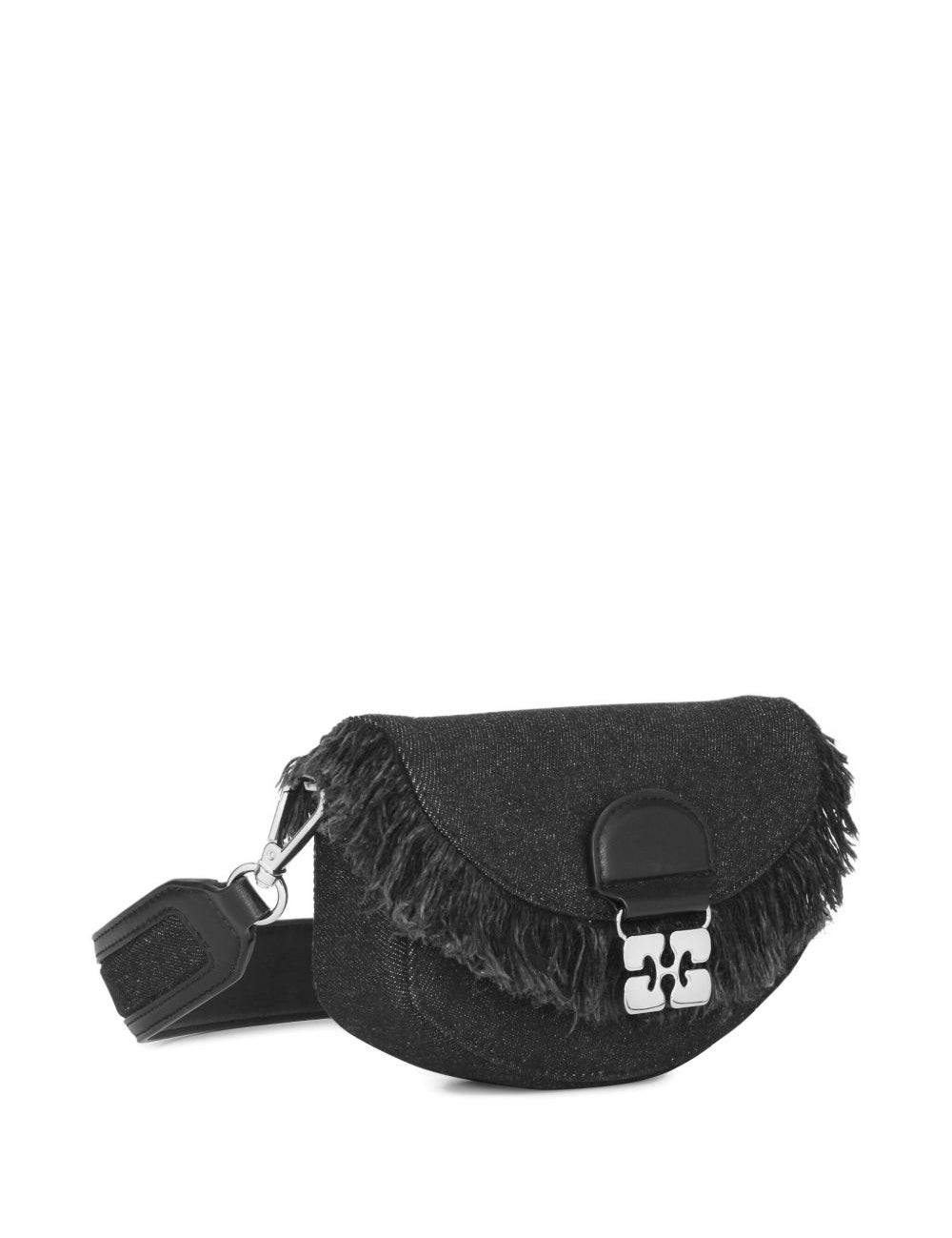 Borsa a tracolla denim in nero Ganni - donna 