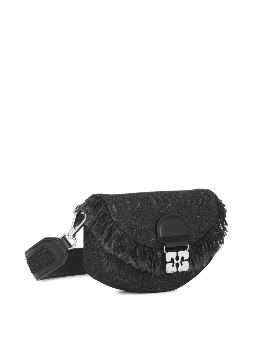 Borsa a tracolla denim in nero Ganni - donna 