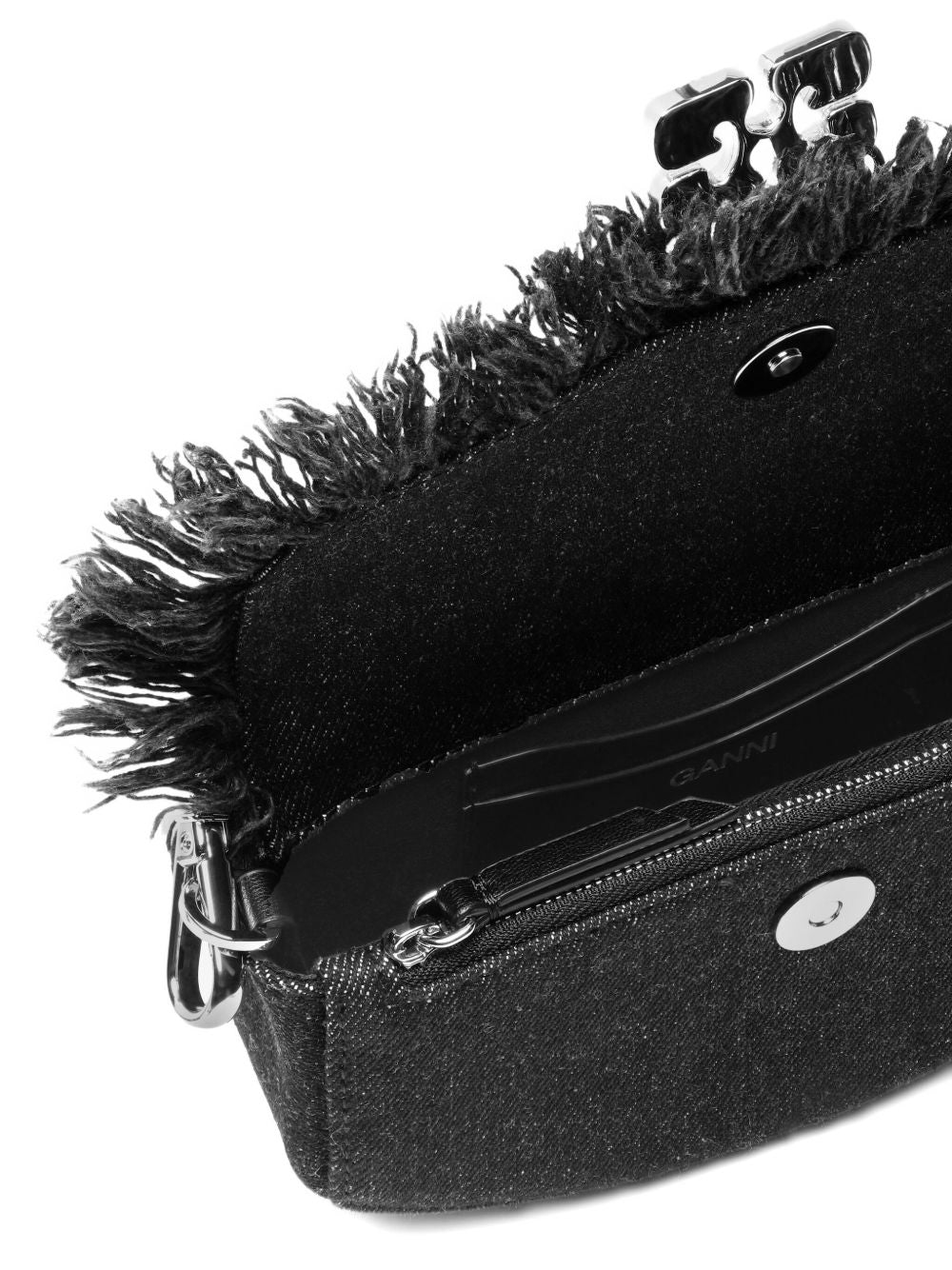 Borsa a tracolla denim in nero Ganni - donna 