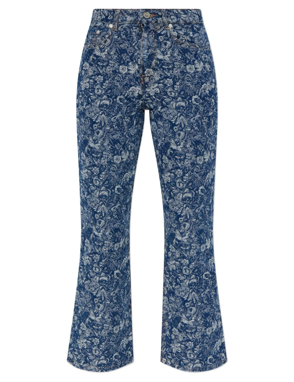Jeans in denim floreali in blu Ganni - donna 