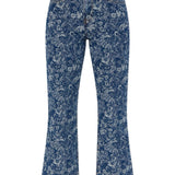 Jeans in denim floreali in blu Ganni - donna 