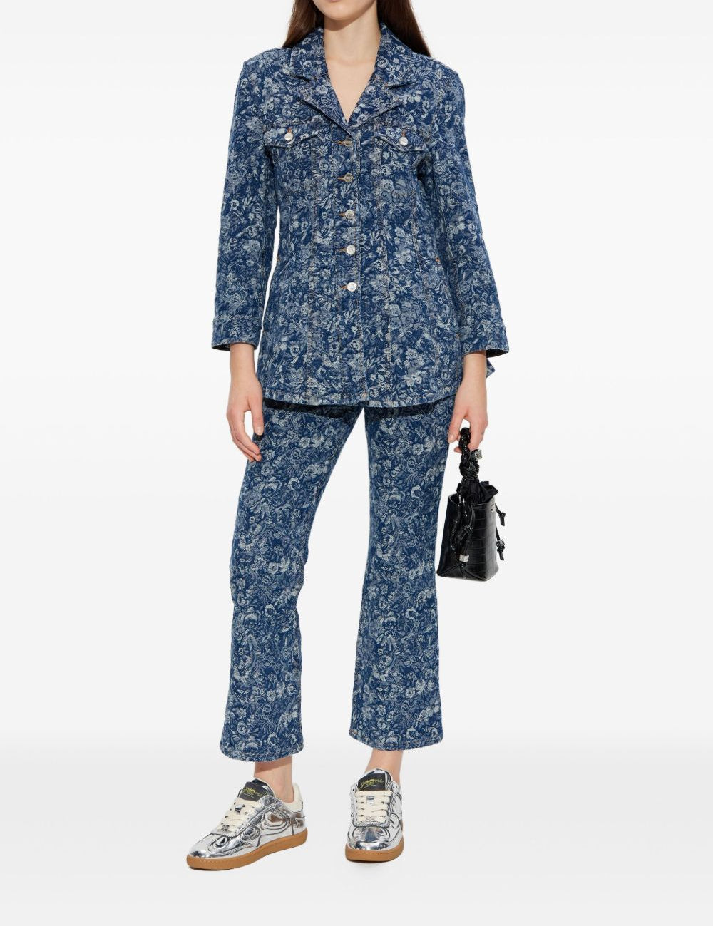 Jeans in denim floreali in blu Ganni - donna 