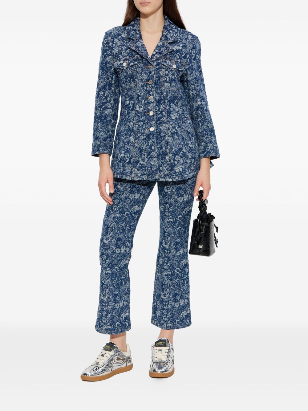 Jeans in denim floreali in blu Ganni - donna 