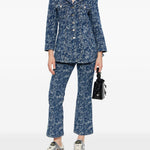 Jeans in denim floreali in blu Ganni - donna 