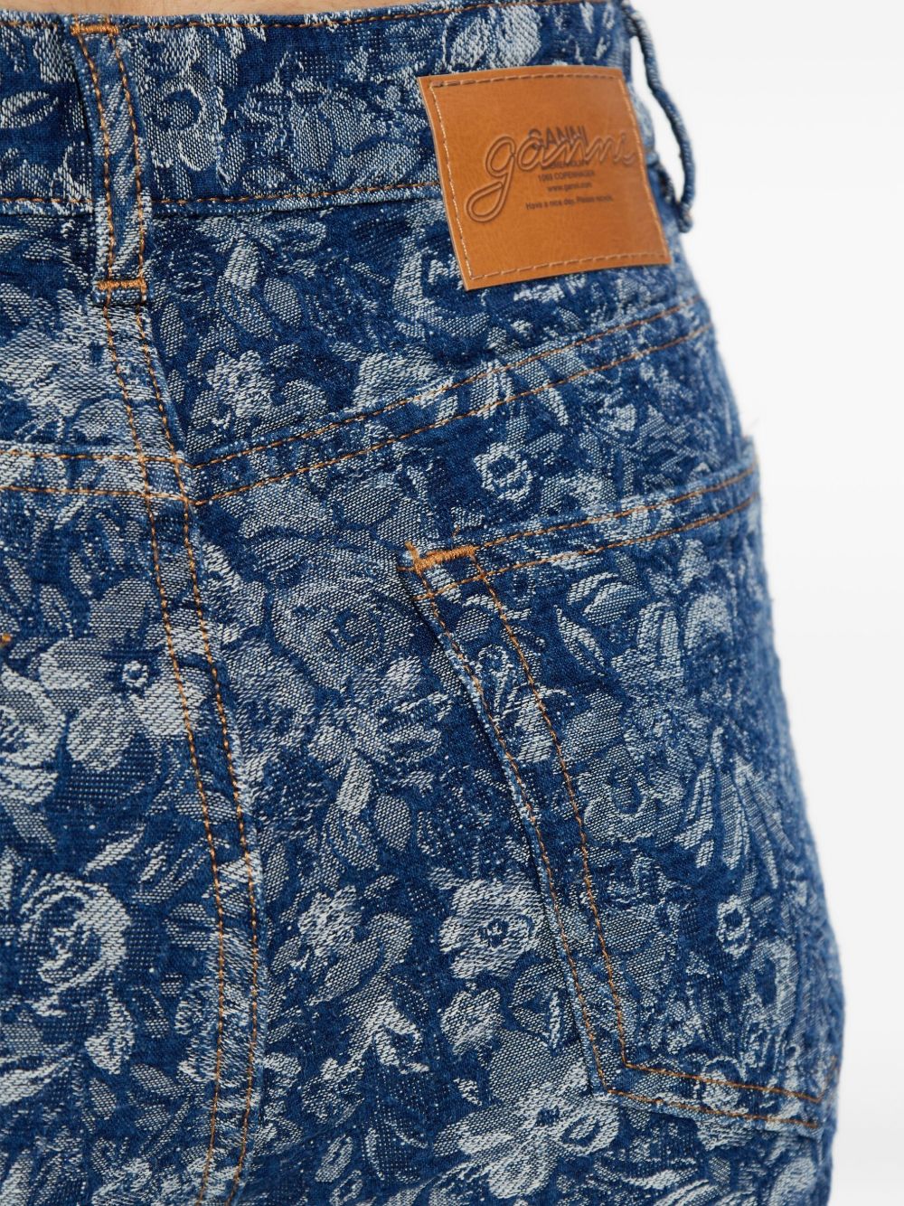 Jeans in denim floreali in blu Ganni - donna 
