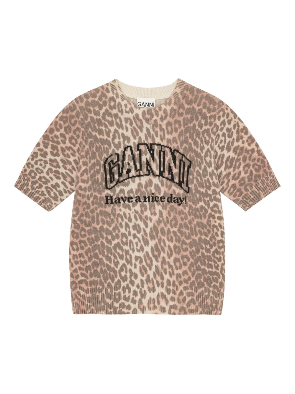 T-shirt in maglia animalier con logo Ganni - donna 