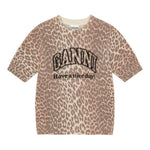 T-shirt in maglia animalier con logo Ganni - donna 