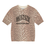 T-shirt in maglia animalier con logo Ganni - donna 