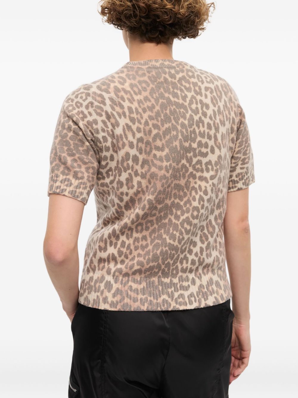 T-shirt in maglia animalier con logo Ganni - donna 
