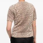 T-shirt in maglia animalier con logo Ganni - donna 