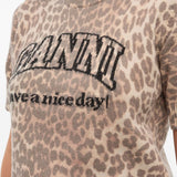 T-shirt in maglia animalier con logo Ganni - donna 