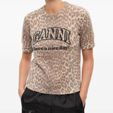 T-shirt in maglia animalier con logo Ganni - donna 