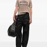 T-shirt in maglia animalier con logo Ganni - donna 