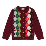 Cardigan a rombi in bordeaux Ganni - donna 