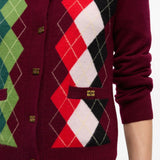 Cardigan a rombi in bordeaux Ganni - donna 