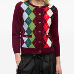 Cardigan a rombi in bordeaux Ganni - donna 