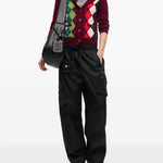 Cardigan a rombi in bordeaux Ganni - donna 