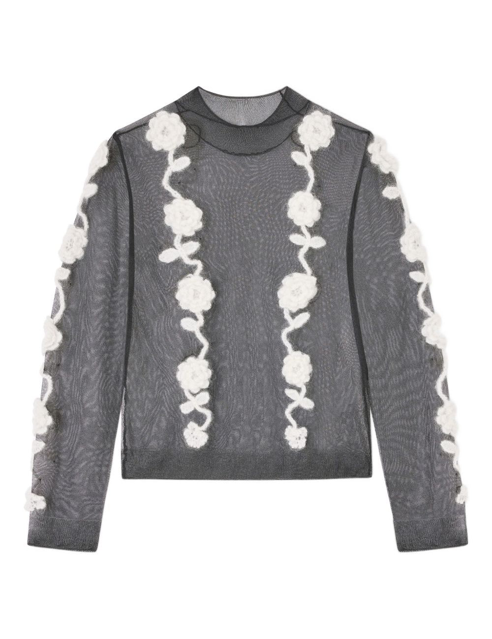 Top semi trasparente con applicazioni in nero e bianco Ganni - donna 