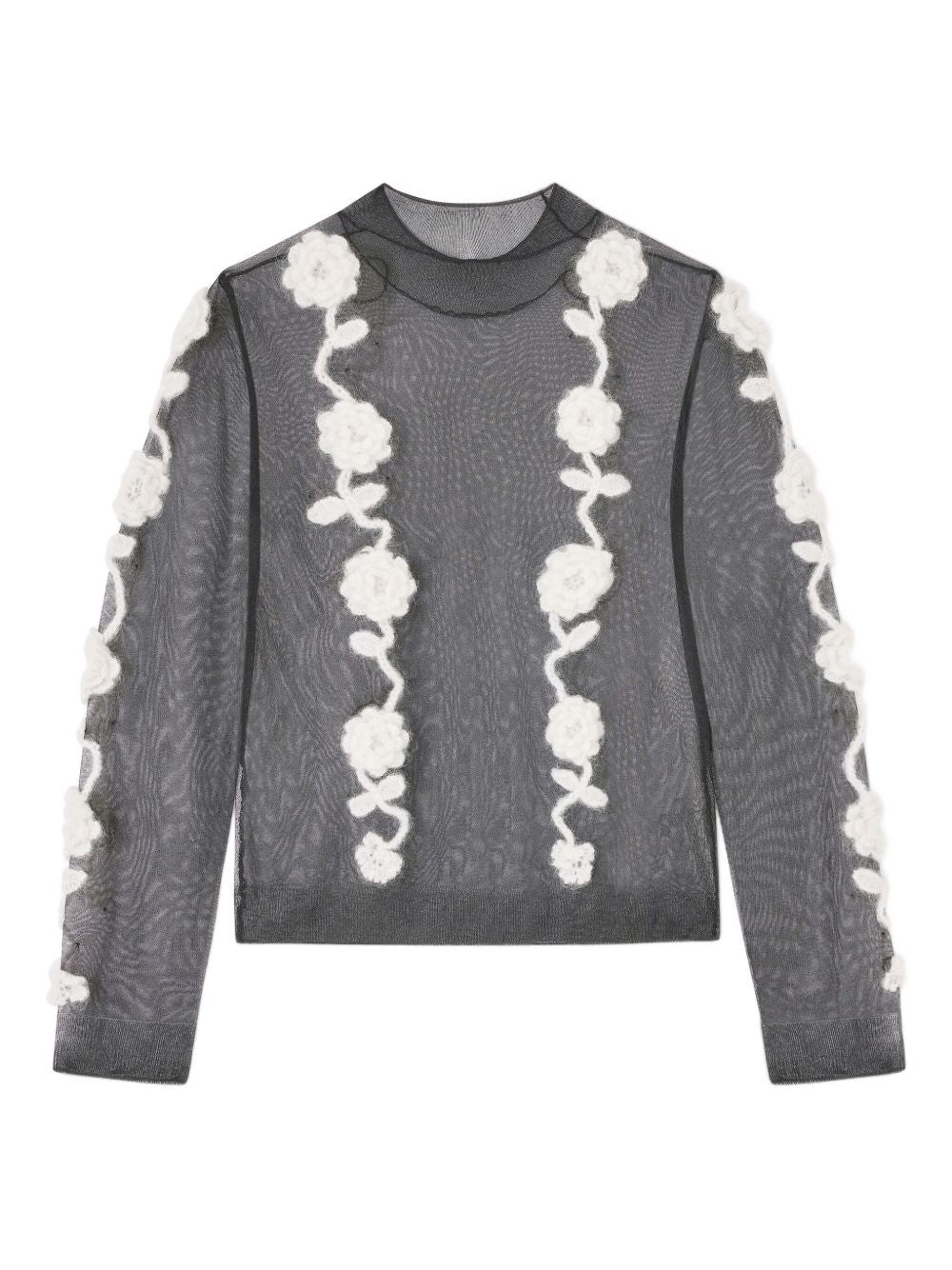 Top semi trasparente con applicazioni in nero e bianco Ganni - donna 