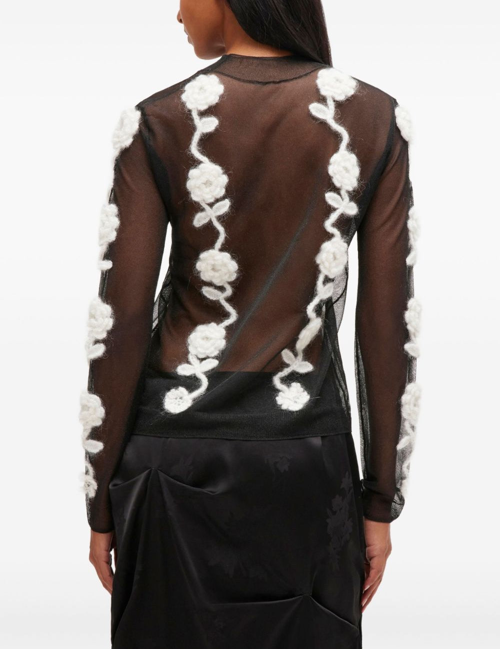 Top semi trasparente con applicazioni in nero e bianco Ganni - donna 