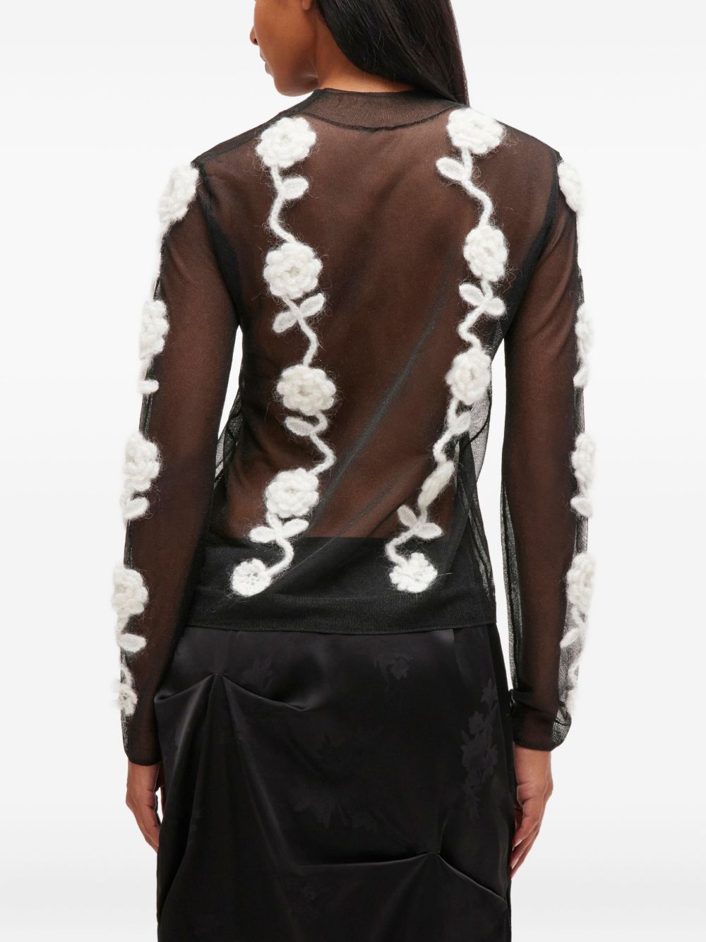 Top semi trasparente con applicazioni in nero e bianco Ganni - donna 