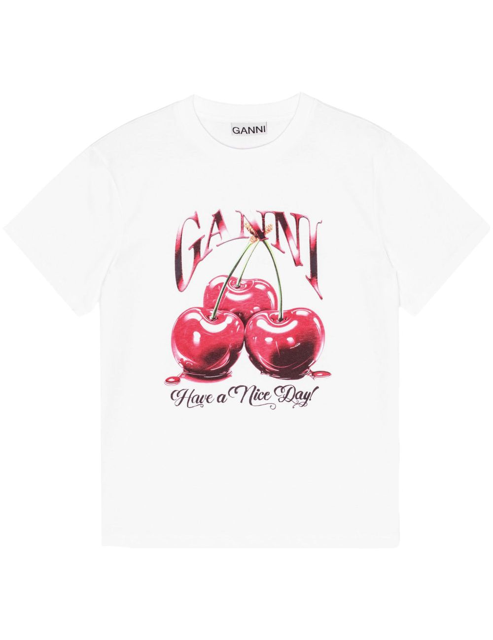 T-shirt con stampa grafica in bianco Ganni - donna 