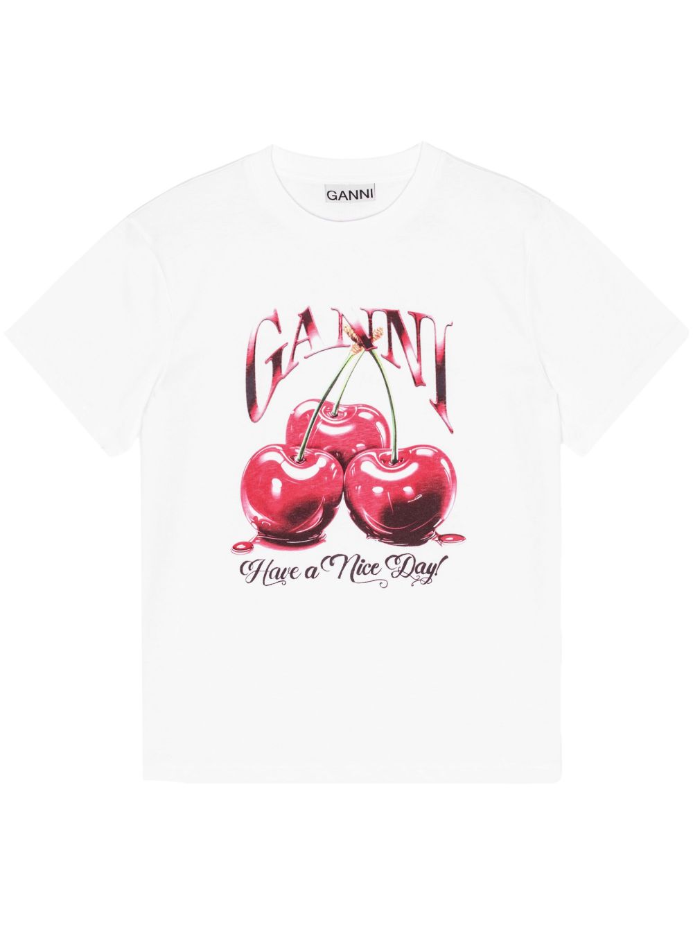 T-shirt con stampa grafica in bianco Ganni - donna 