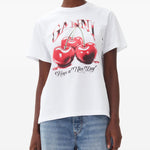 T-shirt con stampa grafica in bianco Ganni - donna 