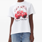 T-shirt con stampa grafica in bianco Ganni - donna 