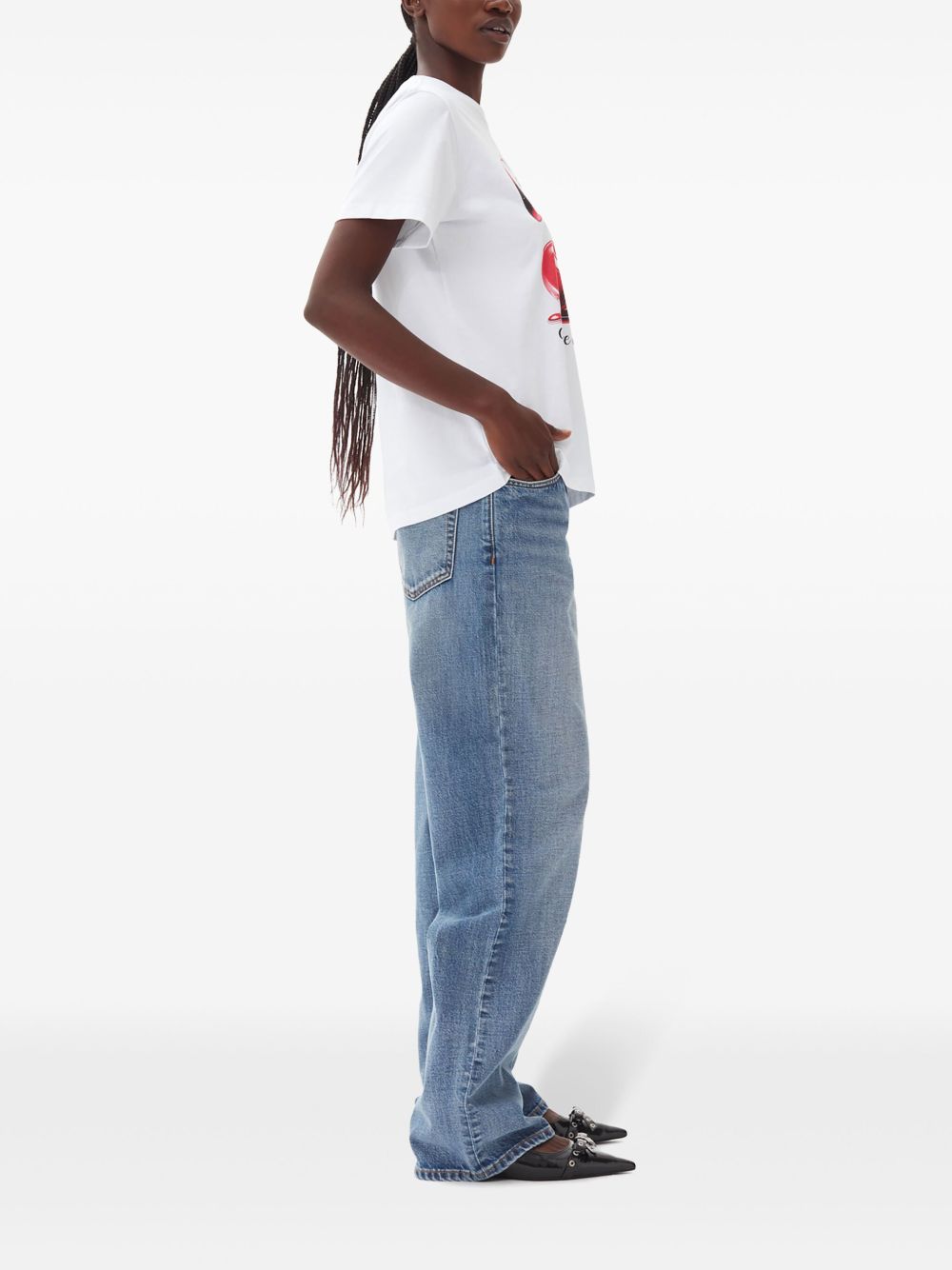 T-shirt con stampa grafica in bianco Ganni - donna 