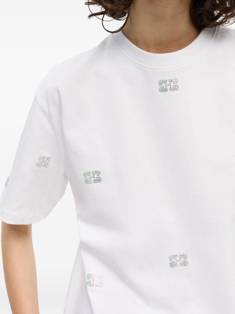 T-shirt con decorazioni di strass in bianco Ganni - donna 
