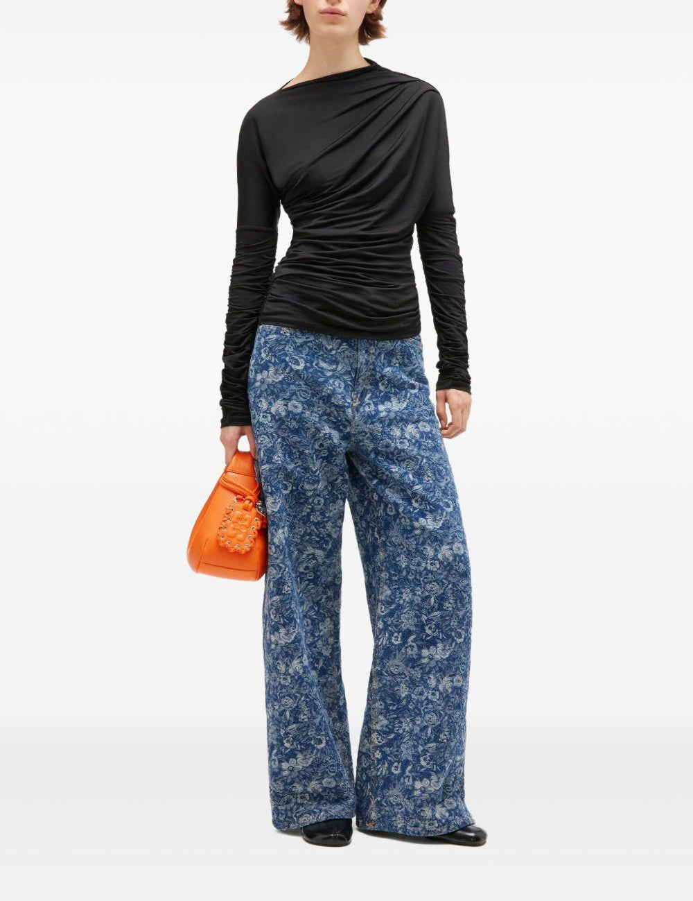 Top con ruches in nero Ganni - donna 
