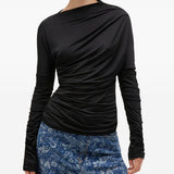 Top con ruches in nero Ganni - donna 