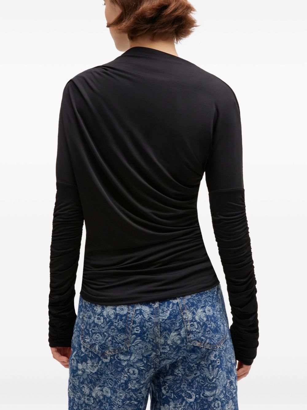 Top con ruches in nero Ganni - donna 