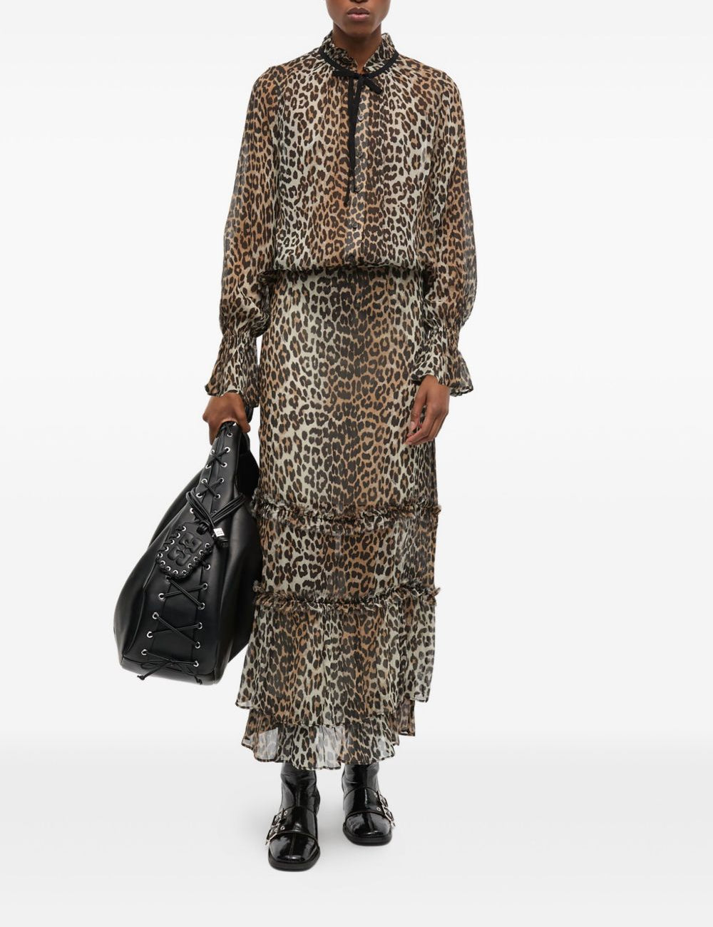 Camicia stampa animalier in marrone Ganni - donna 