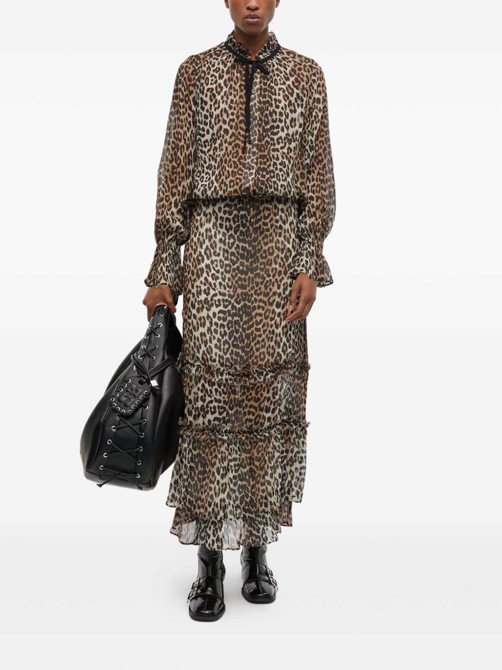 Camicia stampa animalier in marrone Ganni - donna 