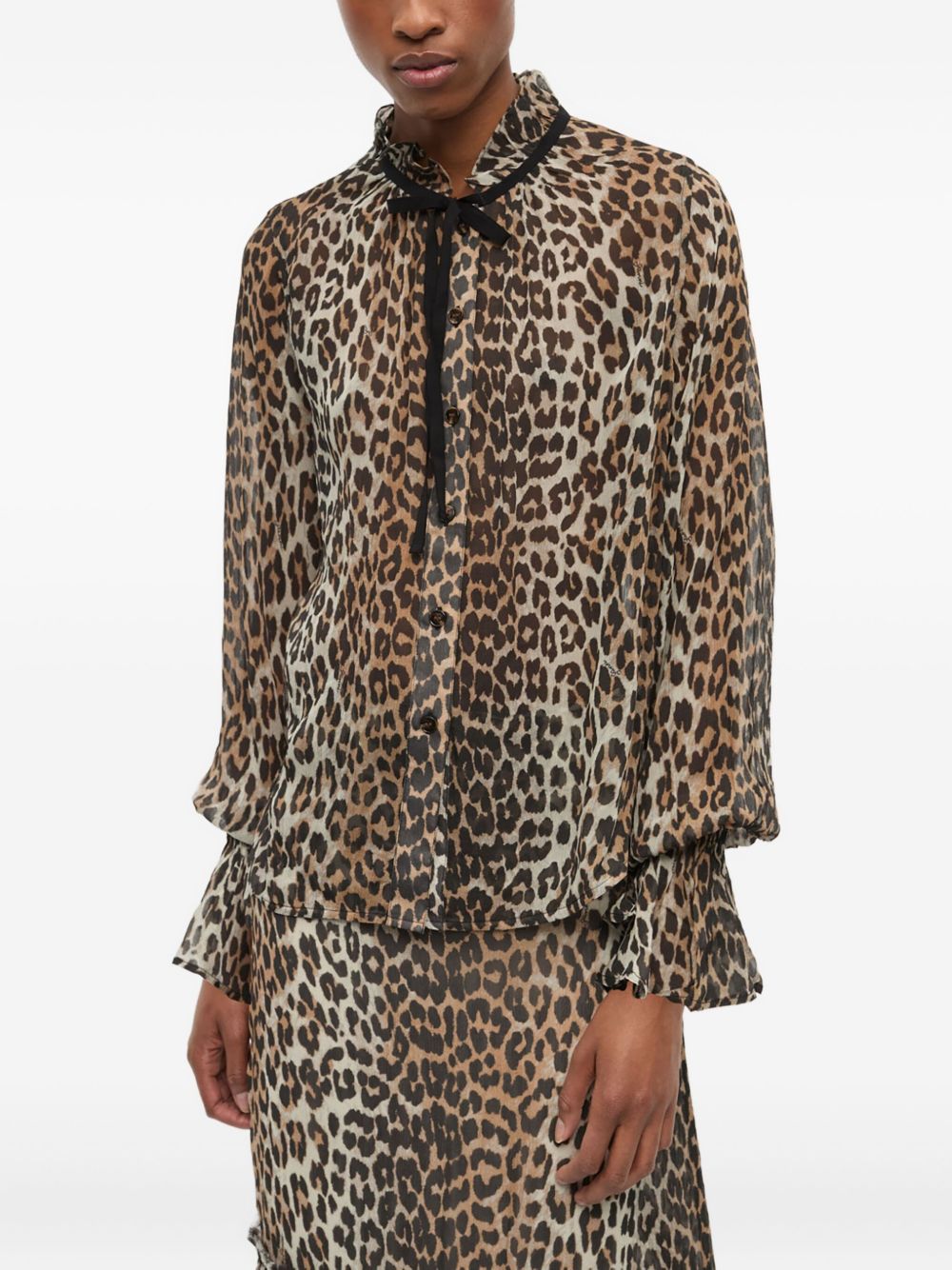 Camicia stampa animalier in marrone Ganni - donna 