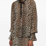 Camicia stampa animalier in marrone Ganni - donna 