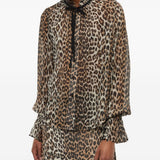 Camicia stampa animalier in marrone Ganni - donna 