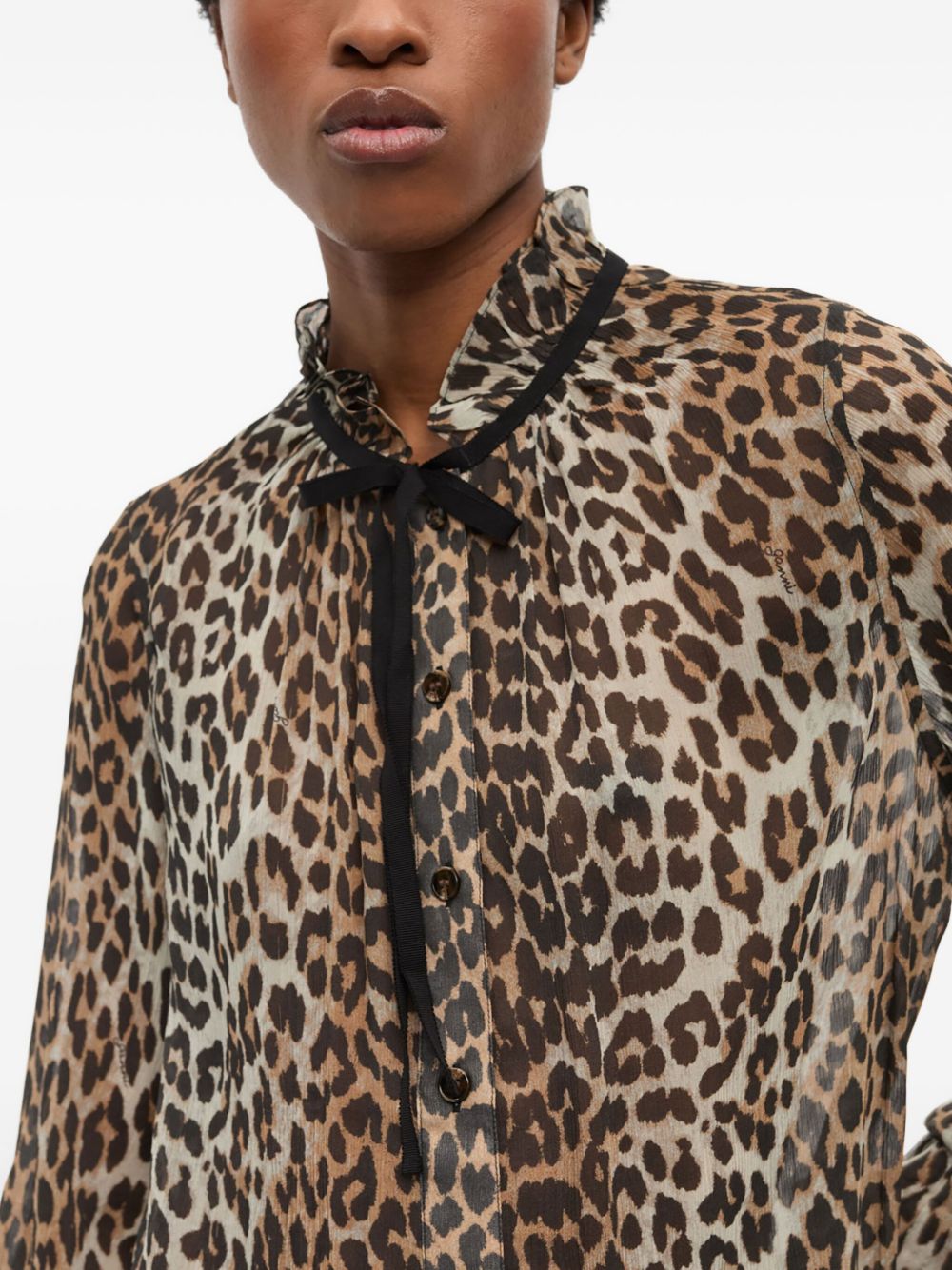 Camicia stampa animalier in marrone Ganni - donna 