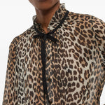 Camicia stampa animalier in marrone Ganni - donna 