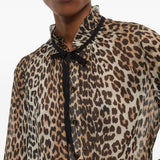 Camicia stampa animalier in marrone Ganni - donna 