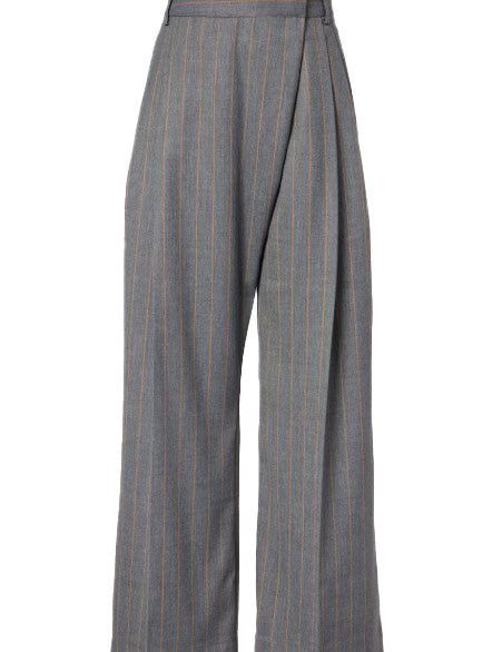 Pantaloni gessati con pieghe in grigio Ganni - donna 