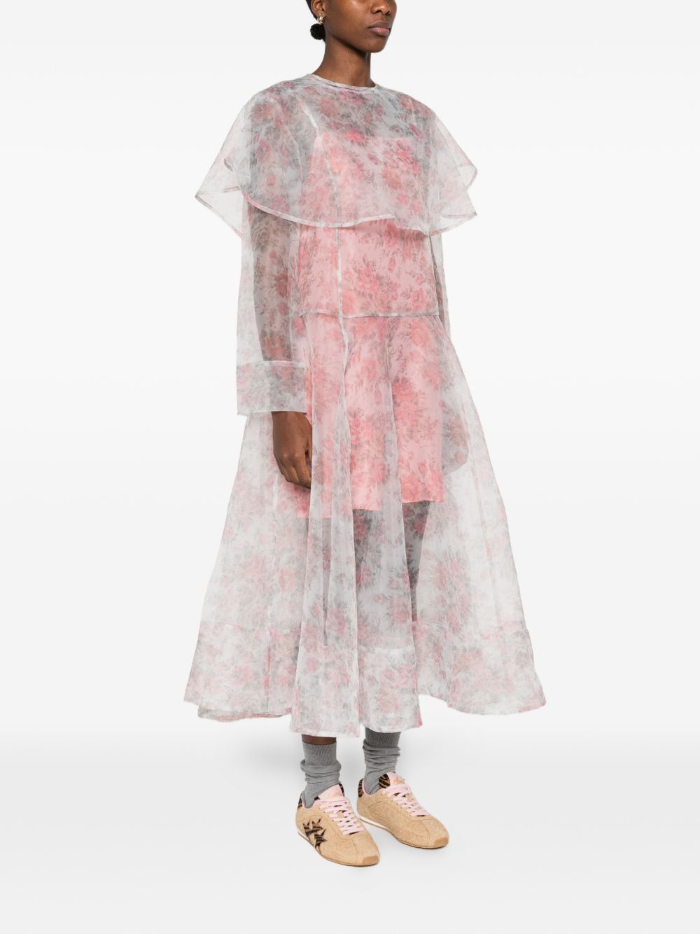 Abito trasparente con design floreale in rosa Ganni - donna 