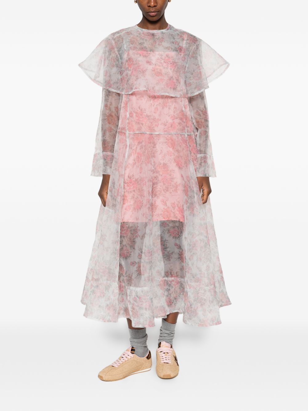 Abito trasparente con design floreale in rosa Ganni - donna 