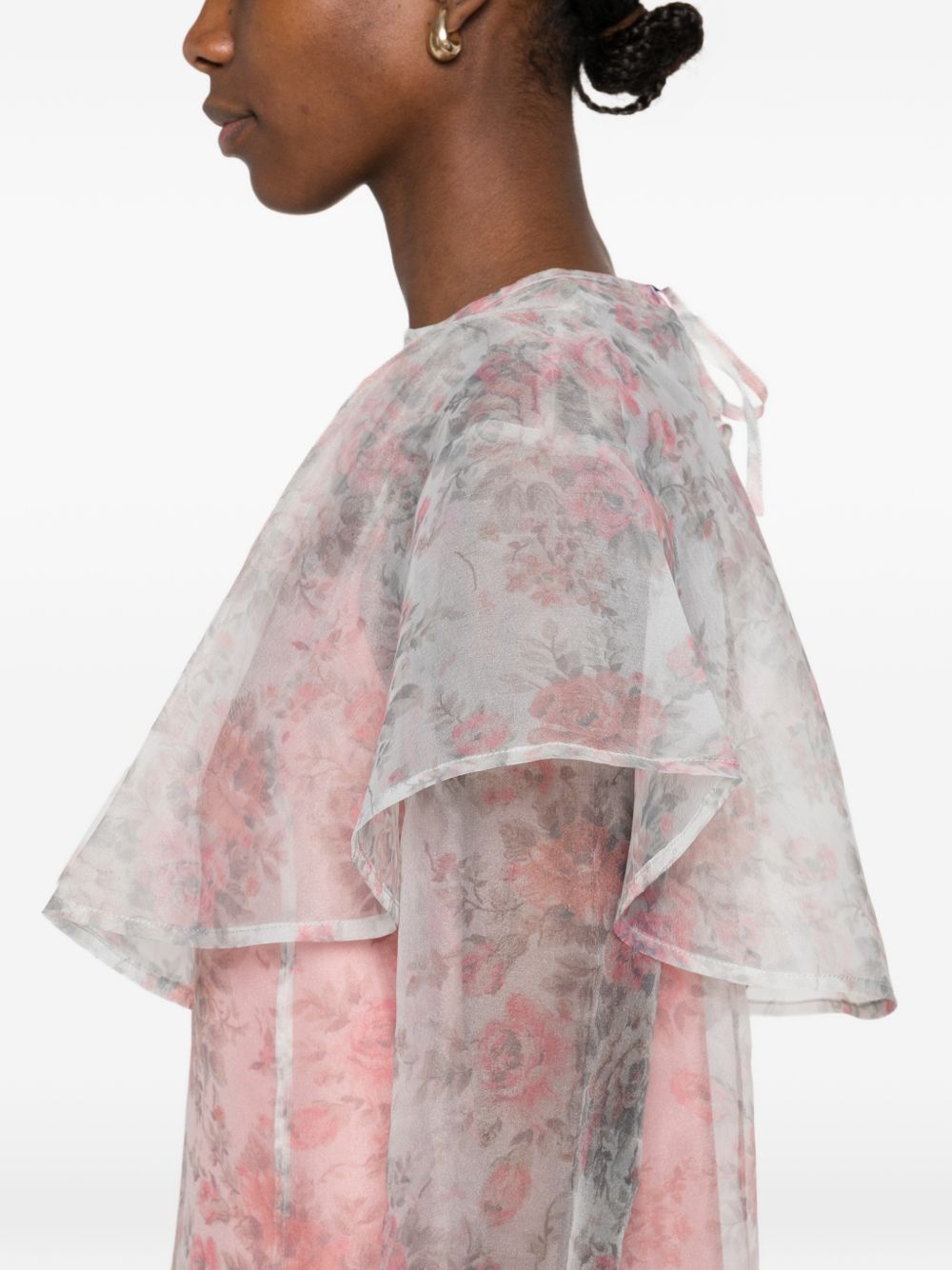 Abito trasparente con design floreale in rosa Ganni - donna 