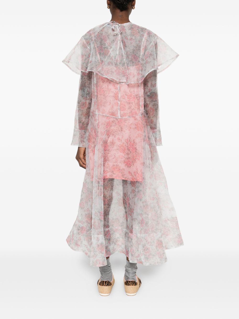 Abito trasparente con design floreale in rosa Ganni - donna 