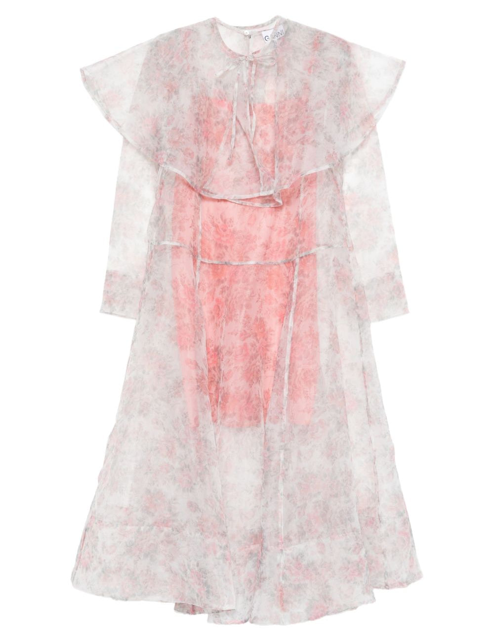 Abito trasparente con design floreale in rosa Ganni - donna 