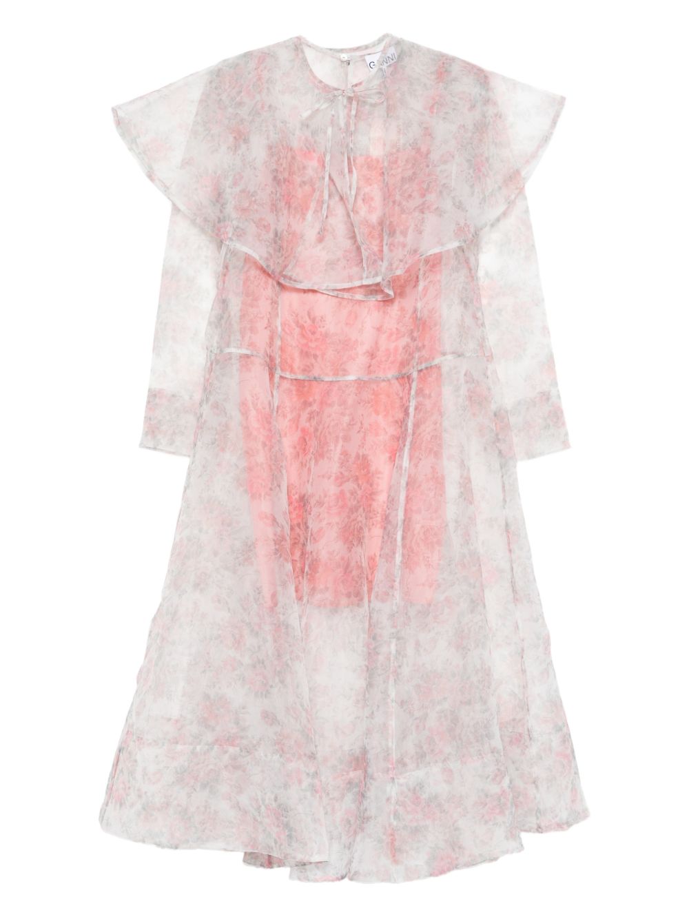 Abito trasparente con design floreale in rosa Ganni - donna 